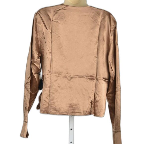 Bob Mackie Studio Silk Wrap Blouse Caramel Style 5977 Size 12 NWT - Picture 2 of 3